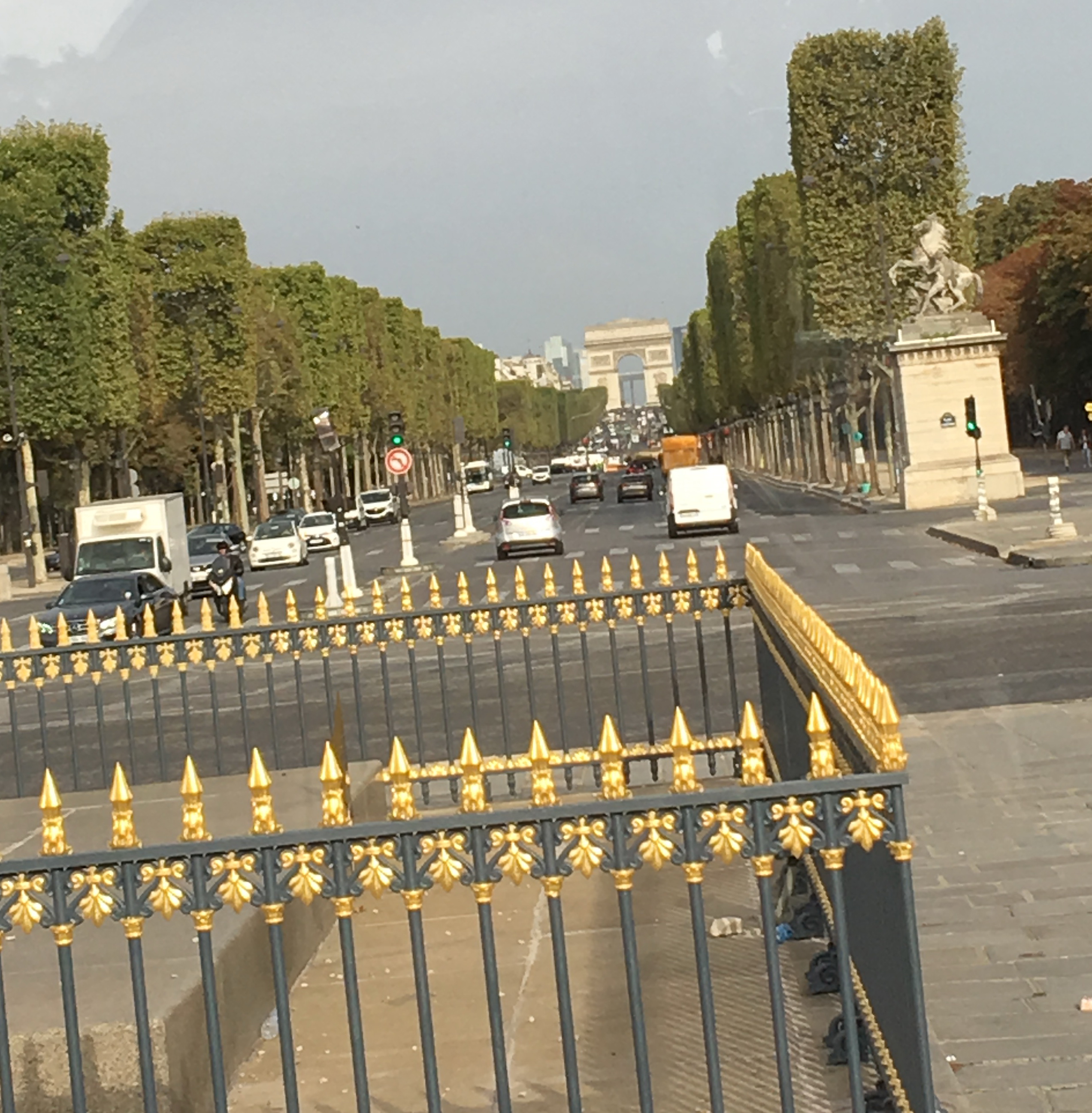 Looking down the Champs Elysee at the Arch