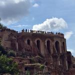 Looking up at tourists on the Palatine Hill